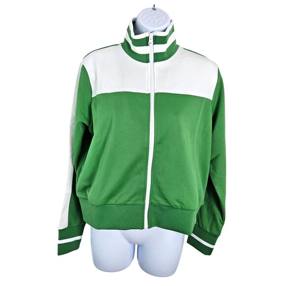 Wild Fable Women's Green & White Track Zip-Up Jacket Size Small Pockets Stylish - Picture 2 of 11